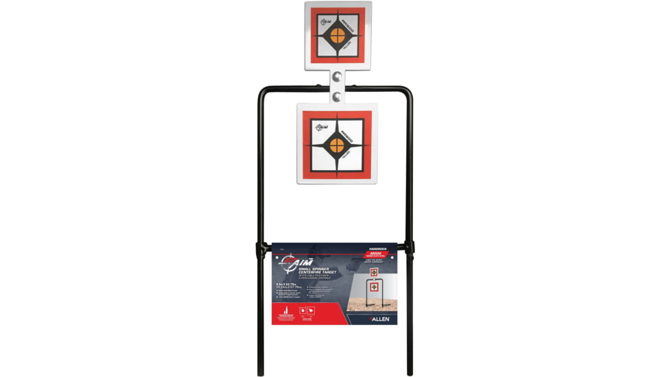 EZ-Aim Hardrock AR500 Square Spinner Targets &amp; Stand, Rimfire Rounds &amp; Centerfire Pistols, White/Red/Black, 9.5W x 22.75H, 15365