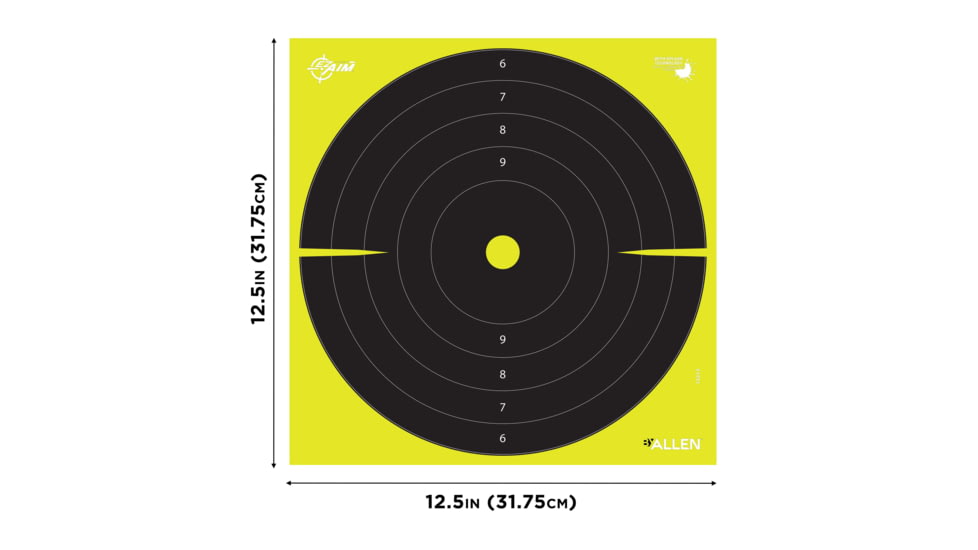 EZ-Aim Splash Reactive Paper Shooting Targets, Bullseye, Peel Away Target Pad, 12.5in Square, 30-Pack, Black/Chartreuse, 15214-30