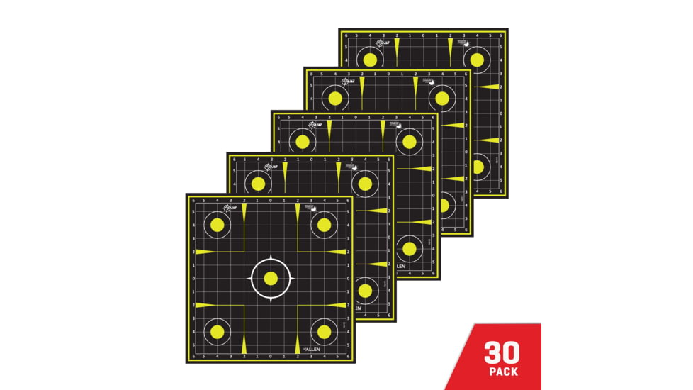 EZ-Aim Splash Reactive Paper Shooting Targets, Sight-In Grid, Peel Away Target Pad, 12.5in Square, 30-Pack, Black/Chartreuse, 15211-30