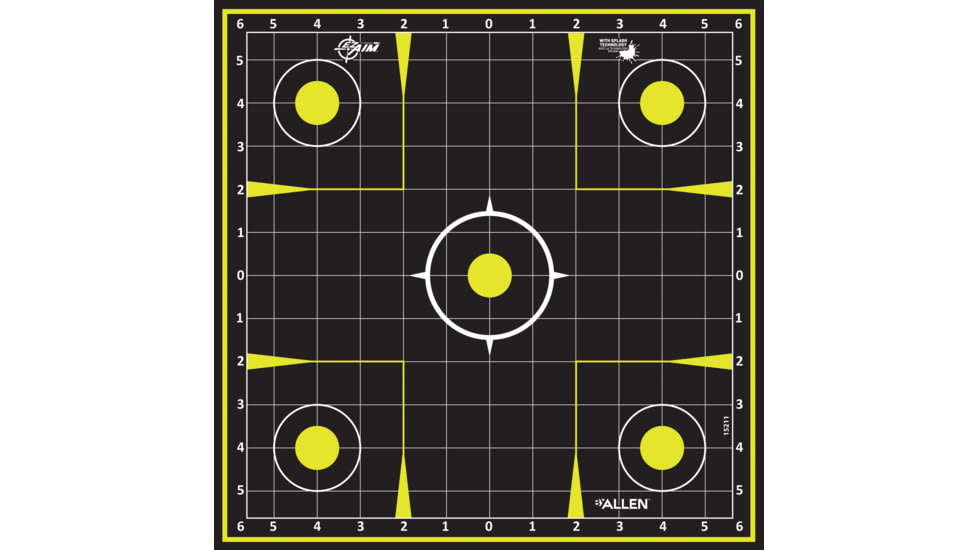 EZ-Aim Splash Reactive Paper Shooting Targets, Sight-In Grid, Peel Away Target Pad, 12.5in Square, 30-Pack, Black/Chartreuse, 15211-30