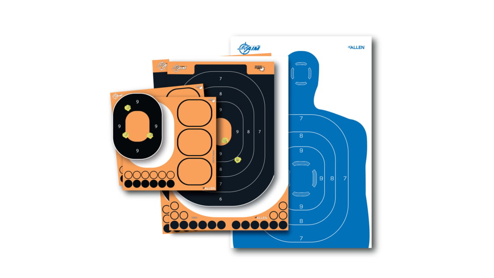 EZ-Aim Splash Reactive Paper Shooting Targets, Silhouette Kit, 23inW x 35inH &amp; 12.5inW x 18.25inH, Blue/White &amp; Black/Orange, 15579