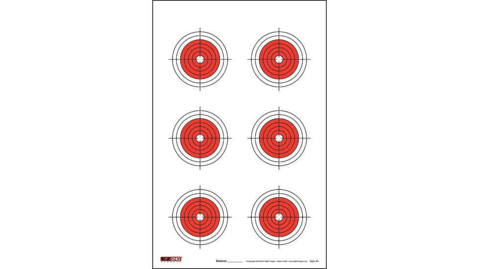 EZ2C Targets Style 24, Red and Black Ink on High Quality White Paper, 25 Pack, EZ2C024