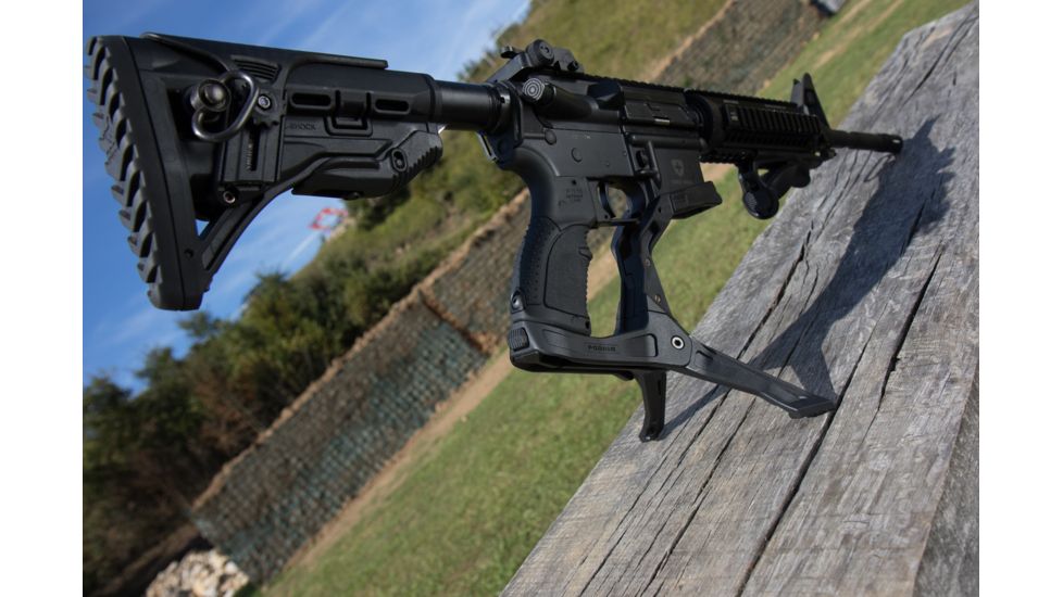 FAB Defense AR-15 Quick Deployment Bipod with an Integrated AGR-43 Pistol Grip, Black, FX-ARPODB