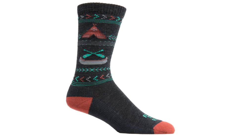 Farm To Feet Franklin Camp Crew Sock - Womens-Charcoal/Barn Red-Medium