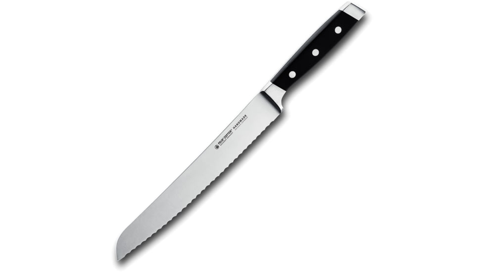 FELIX 8.5in Bread Knife, 13.75in Overall, 8.5in, Satin Finish Serrated X50CrMoV15 Stainless Blade, Black Plastic Handle, 817122