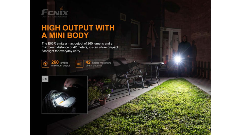 Fenix E03 R Keychain Flashlight, E03RKCGY