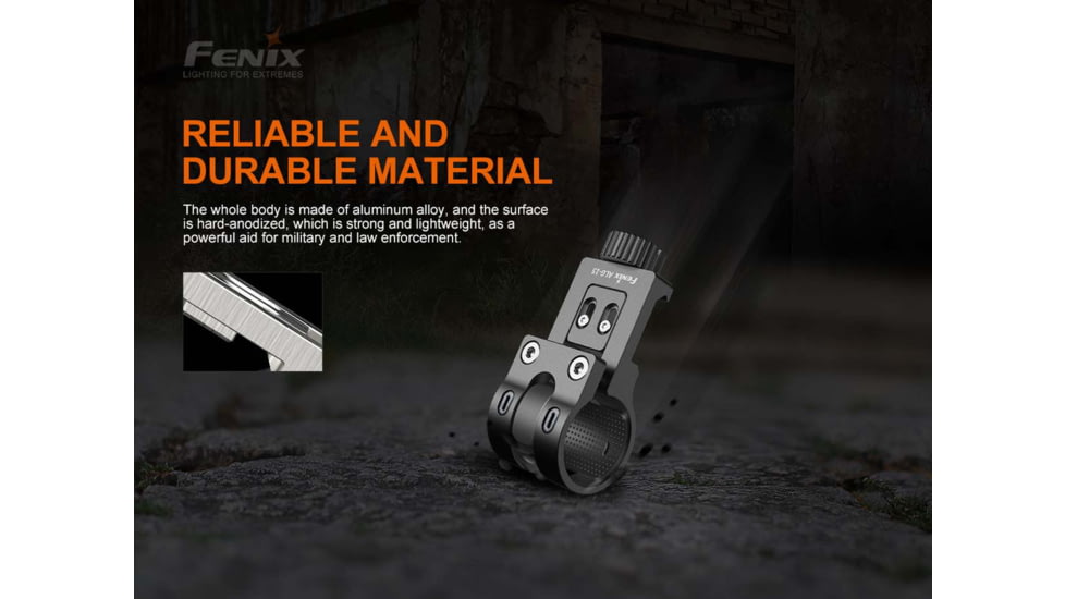 Fenix ALG-15, Picatinny Rail Mount, Fits Any Flashlight with Diameter of 0.925-1.02 with a Head Smaller than 1.5, Anodized Finish, Black