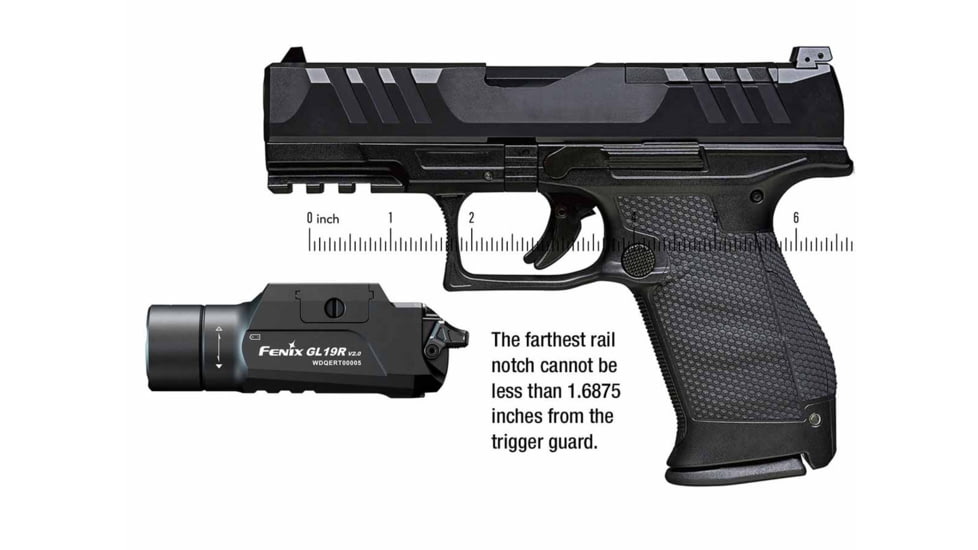 Fenix GL19R V2, Weapon Light, 1,200 Lumens, 3.7 Long, Fits GLOCK and 1913 Rails, Includes Rechargeable 18350 Battery and USB Type-C Charging Cable