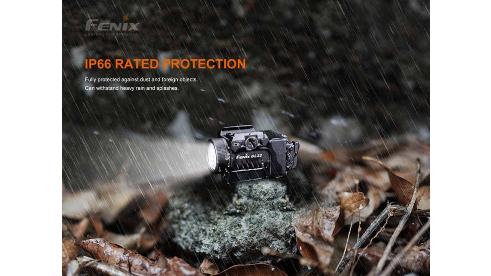 Fenix GL22, Weapon Light, White LED with Red Laser, 750 Lumens, 2.64 Long, Fits GLOCK and 1913 Rails, Includes Rechargeable 16340 Battery and USB Type-C Charging Cable
