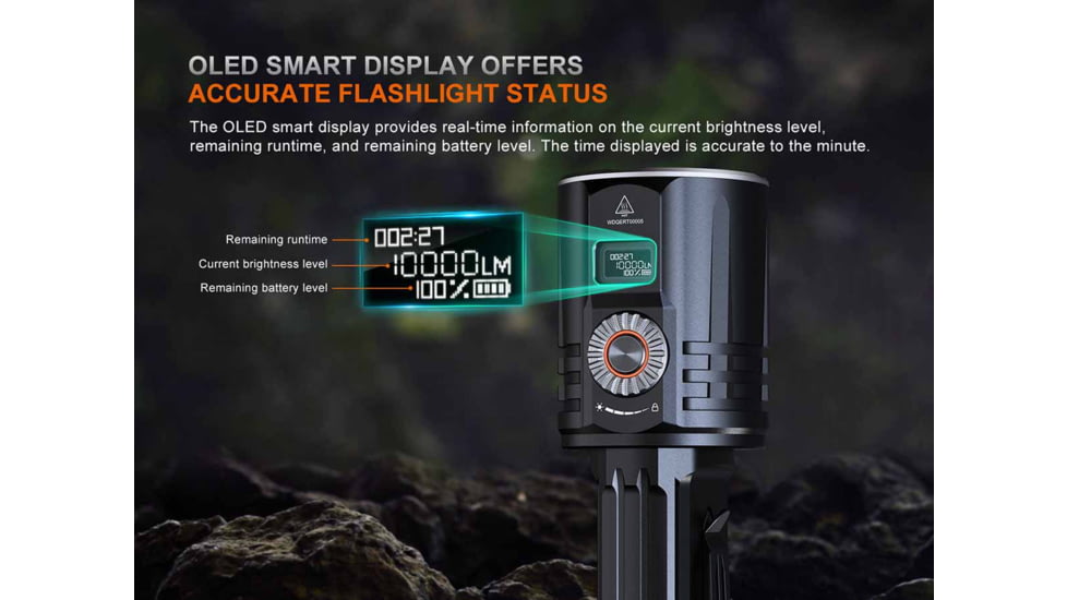Fenix LR36R, Flashlight, White LED with White Laser, 10,000 Lumens, Anodized Finish, Black, Includes 2-Rechargeable ARB-L21-5000 Batteries and USB Type-C Charging Cable