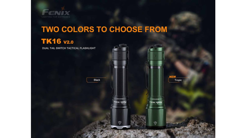 Fenix TK16 V2, Flashlight, White LED, 3,100 Lumens, Anodized Finish, Black, Includes Rechargeable ARB-L21-5000U Battery and USB Type-C Charging Cable