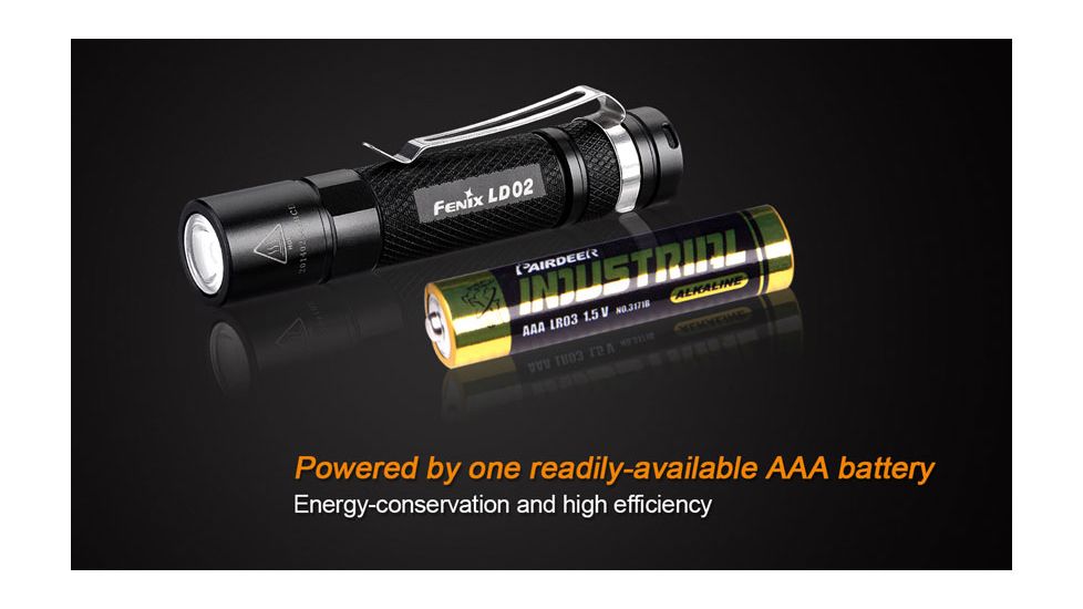 Fenix LD Series Flashlight w/battery 100 Lumens-black, black LD02E2BK-B