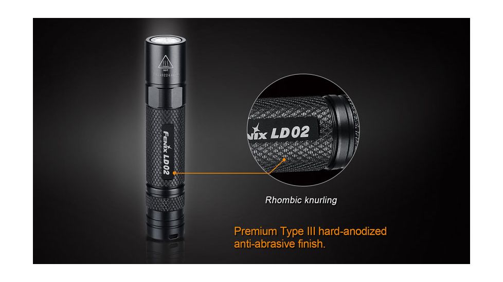 Fenix LD Series Flashlight w/battery 100 Lumens-black, black LD02E2BK-B