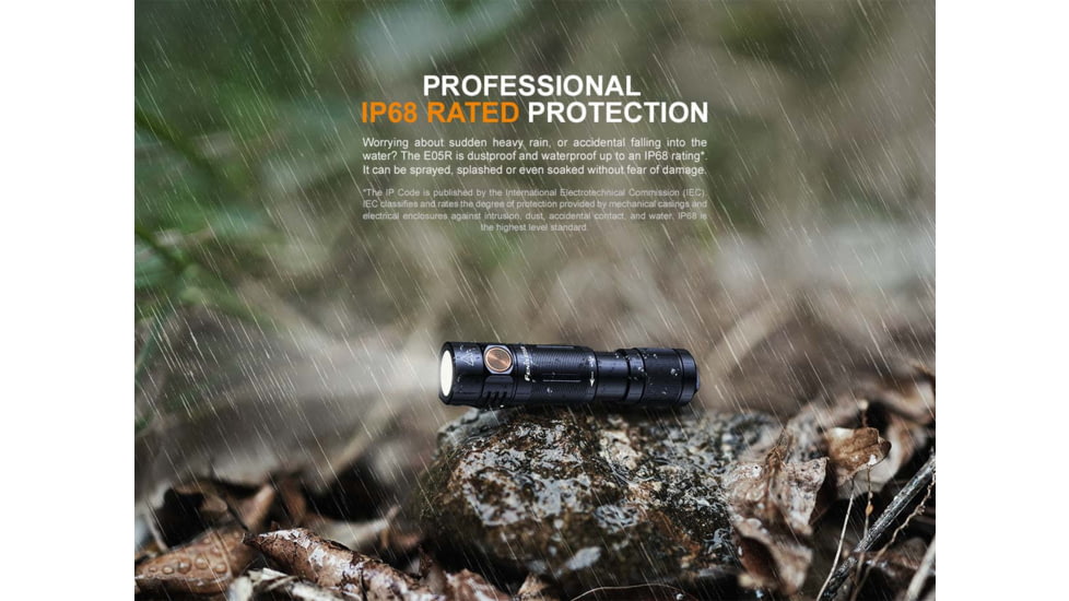 Fenix Lighting E05R Lithium Ion 400 Lumens Luminus SST20 LED Flashlight, Black, E05RG2BK