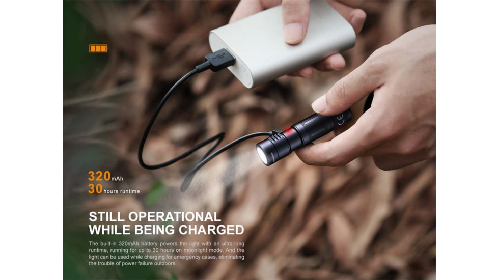 Fenix Lighting E05R Lithium Ion 400 Lumens Luminus SST20 LED Flashlight, Black, E05RG2BK