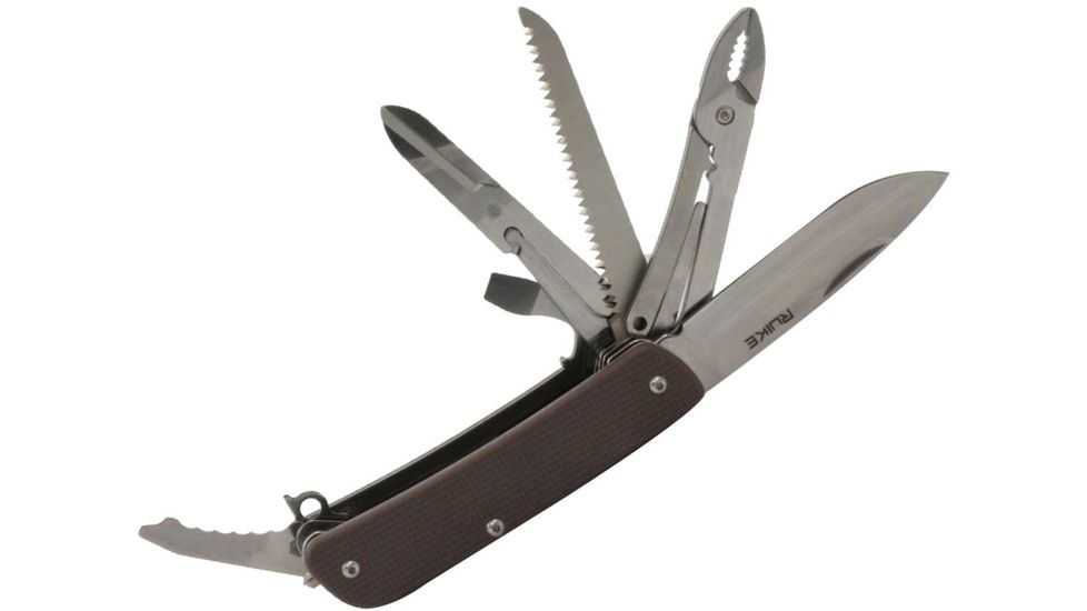 RUIKE M51 Multifunction Knife, 2.79in, 14C28N Stainless Steel, Clip Point, Plain Blade, Brown, M51-N