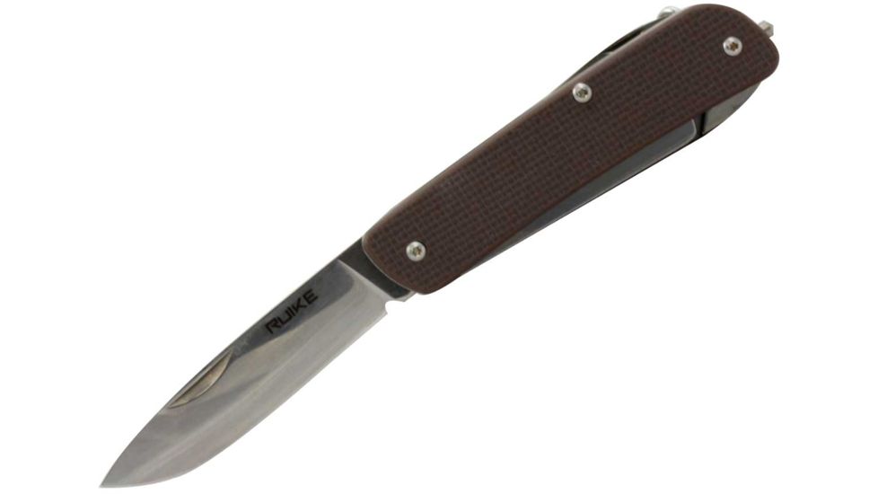 RUIKE M51 Multifunction Knife, 2.79in, 14C28N Stainless Steel, Clip Point, Plain Blade, Brown, M51-N