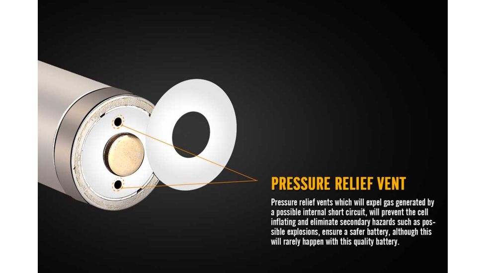 Fenix Rechargeable Li-ion 18650 3.6 Volt Battery w/Built in USB port, 2600mAh, Orange/Black ARB-L18-2600U