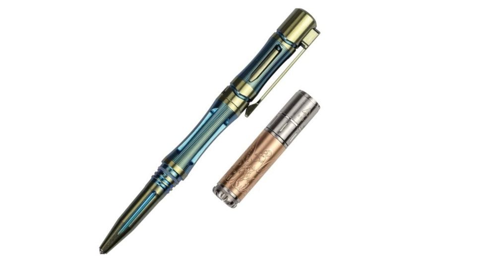 Fenix T5 Ti Tactical Pen and 15th Anniversary Limited Edition CREE XP-E2 R3 LED Flashlight Set, 85 Lumens, 1 x AAA Included, Storm Blue, T5-TI-F15-STORM-BLUE