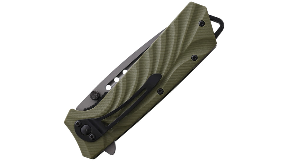 Fenris-Arms Freedom Green Folding Knife, 4.88in Closed, 3.5in Gray Titanium Coated Stainless Blade, Green Sculpted G10 Handle, FENRIS-K FREEDOM-G