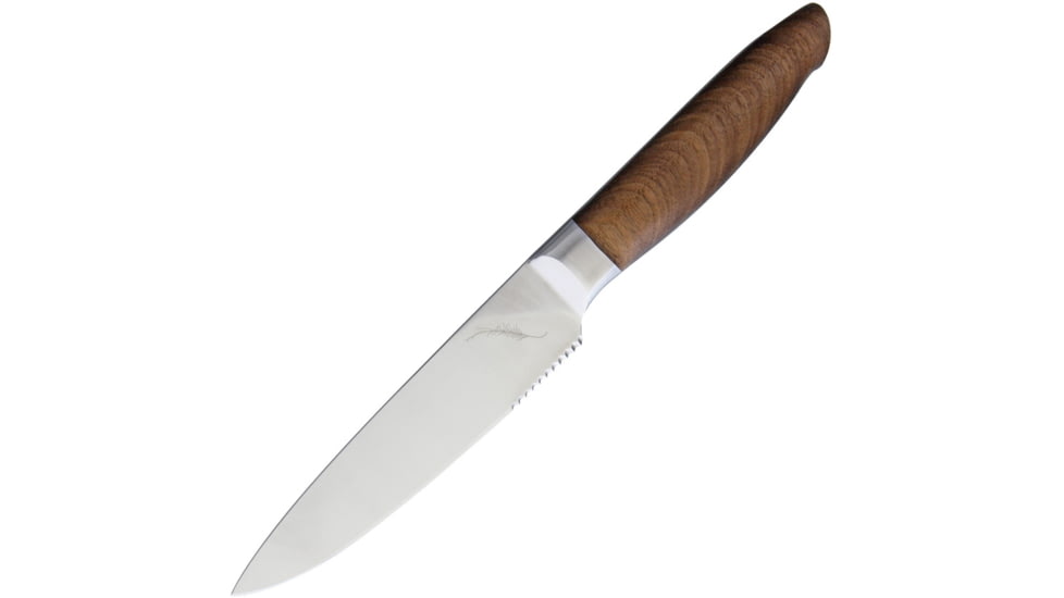 Ferrum Reserve Dual Edge Utility Kitchen Knives, 10.13in Overall, 5.5in Satin High Carbon SS Blade, Reclaimed Hardwood Handle, SS Bolster, RSRV-UTIL-0500