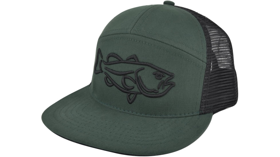 Filthy Anglers Filthy Bass 7 Panel Trucker Camp Hat, Green, HTF-7BASS-GRN