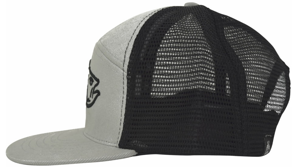 Filthy Anglers Filthy Bass 7 Panel Trucker Camp Hat, Grey, HTF-7BASS-GRY