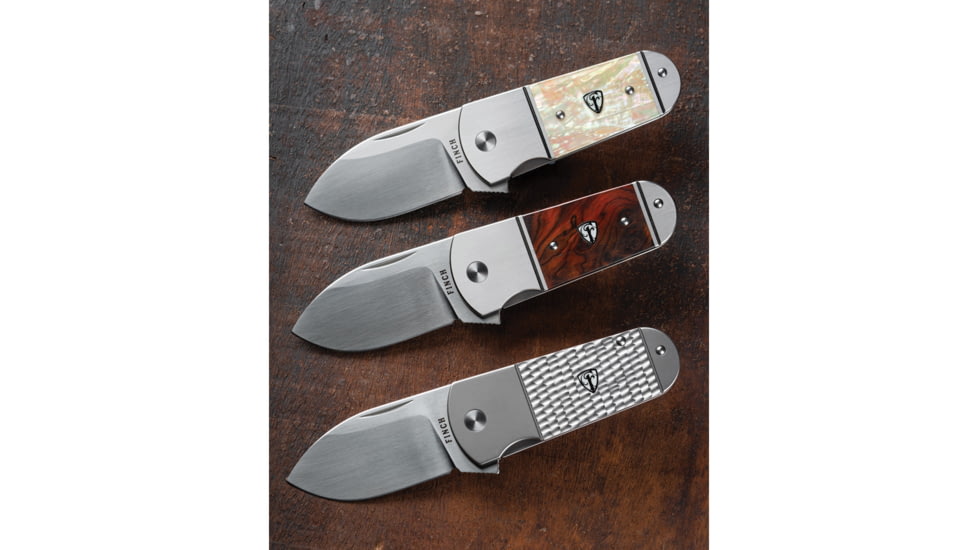 Finch Buffalo Tooth Jigged Titanium Folding Knife, 4in Closed, 2.88in Satin 154CM Stainless Blade, Jigged Titanium Handle, BT800