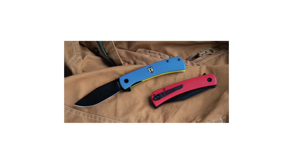 Finch Halo Red Folding Knife, 4in Closed, 3in Black 154CM Stainless Blade, Red G10 Handle, HO004001