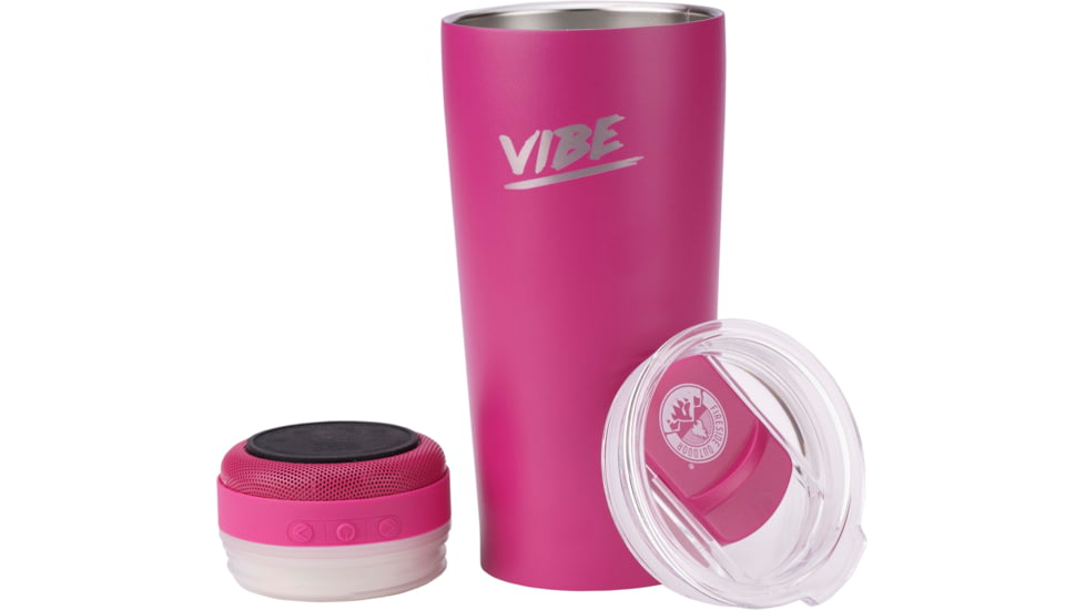 Fireside Outdoor Vibe Tumbler With Water-Resistant Bluetooth Speaker, Rosa, VIBE-18-ROSA