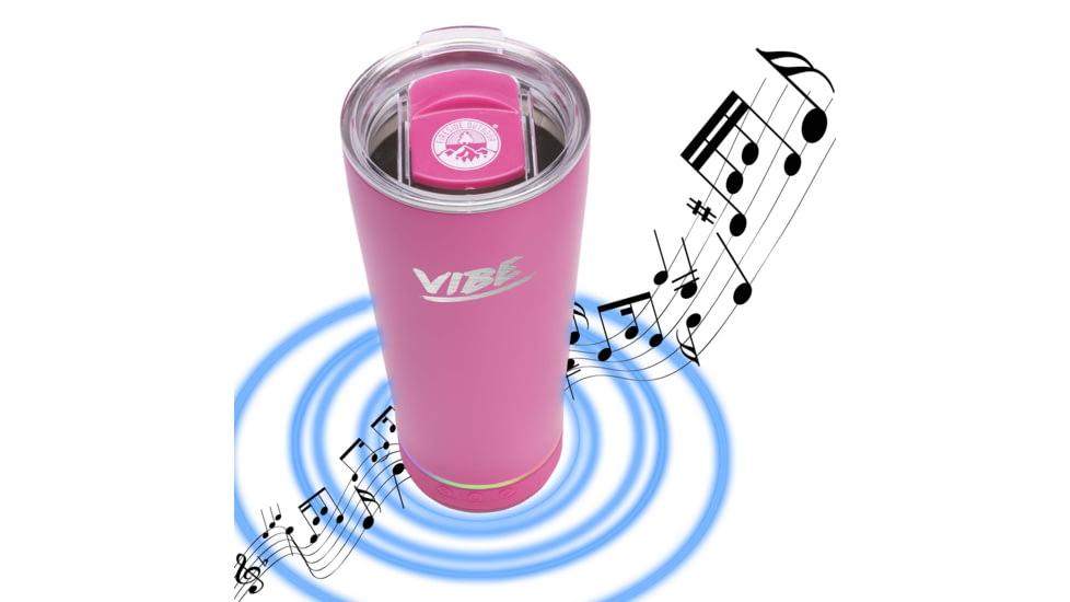 Fireside Outdoor Vibe Tumbler With Water-Resistant Bluetooth Speaker, Rosa, VIBE-18-ROSA