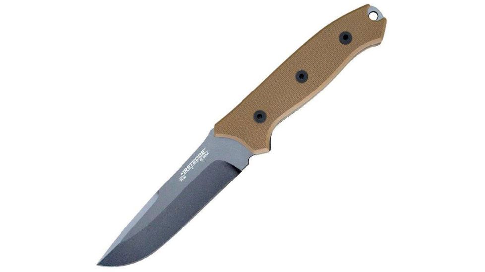 First Edge Elite Field Fixed Blade Knife Fine Edge, Elmax Bead Blast Blade, Coarse Tan, 5150-BBT