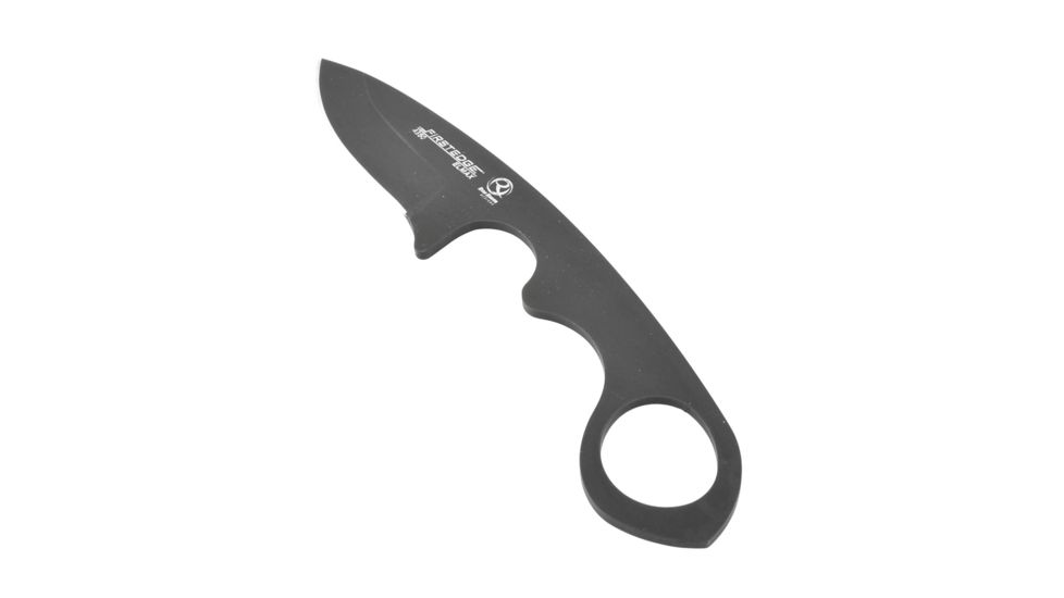 First Edge HR-2 Ryan Hoover Droppoint Fine Edge Fixed Blade Knife, Elmax Oxide Blade, Black, Droppoint Medium Size, 4350