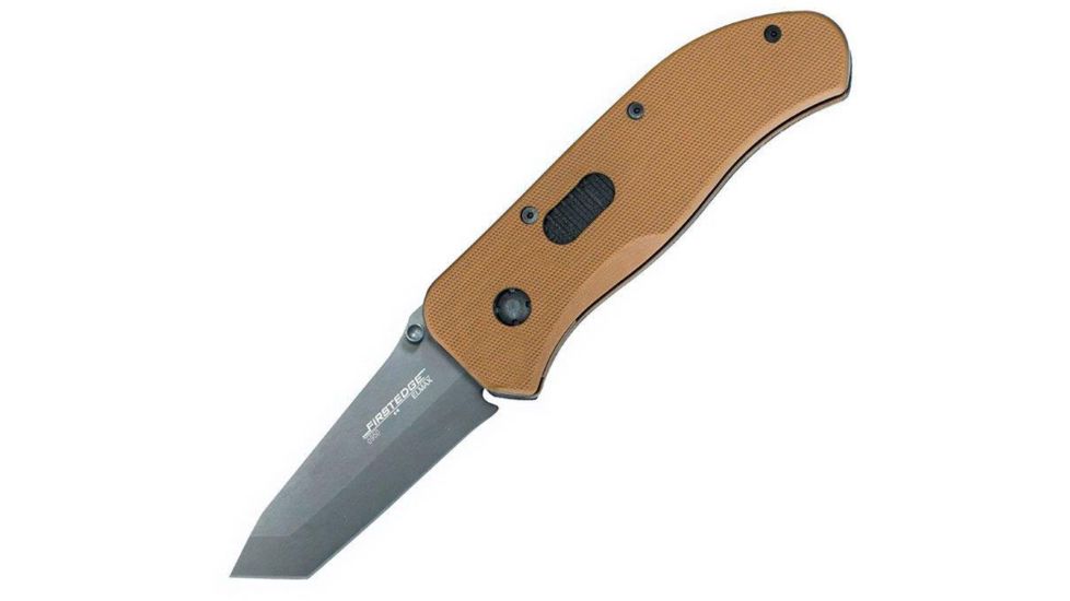 First Edge Tracklock Modified Tanto Folding Knife, Manual Opening Fine Edge, Elmax Bead Blast Blade, Coarse Black, 0950-BBB