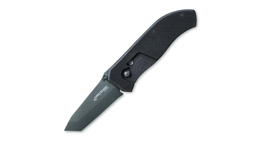 First Edge TrackLockModified Tanto Automatic Folder, Plain Edge, Black 1150