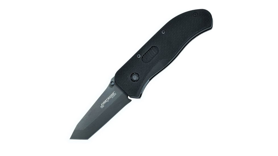 FirstEdge TrackLock Modified Tanto Manual Folding Knife, Plain Edge, Black 0950