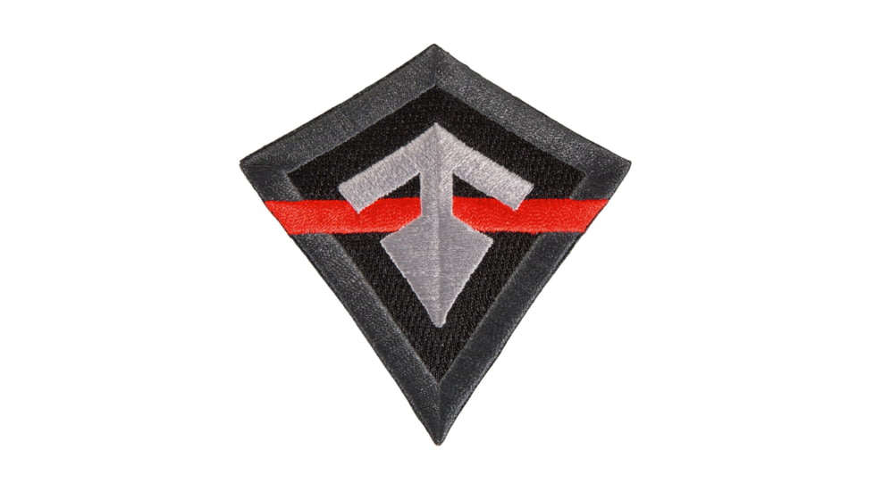 First Tactical Thin Line Logo Patch, Gray/Red, One Size, 195038-999-1SZ