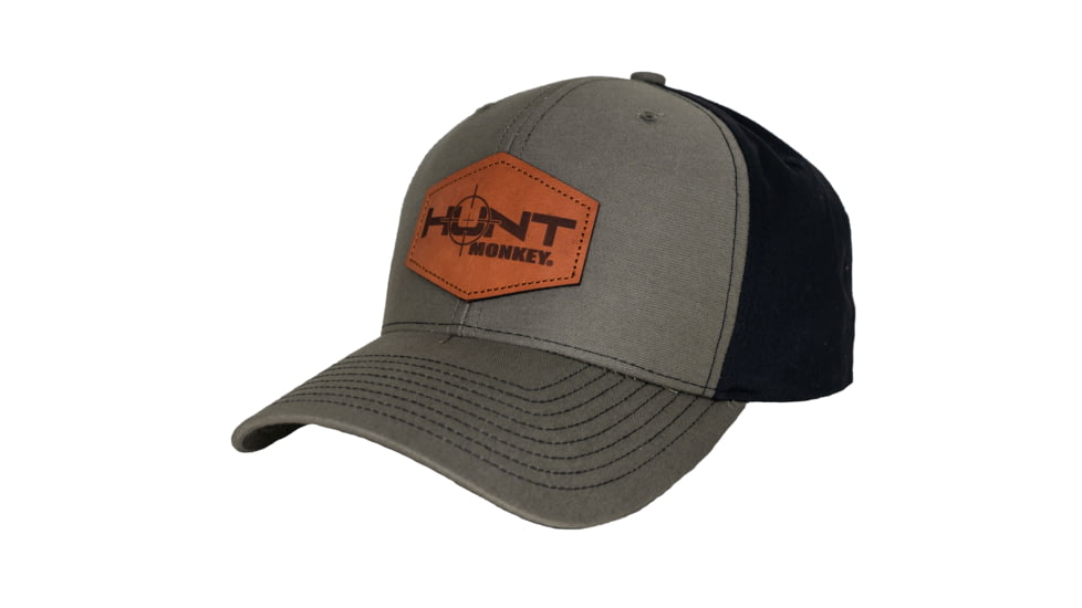 Fish Monkey Hunt Genuine Leather Applique Hat, Loden/Black, One size, HM802-LDBK