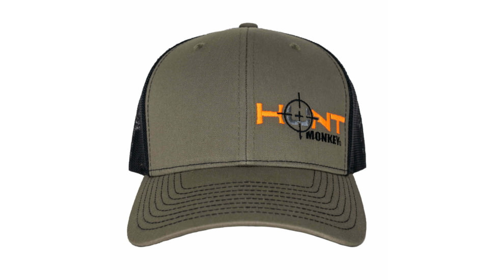 Fish Monkey Hunt Left Panel Embroidery Hat, Loden/Black, One size, HM801-LDBK