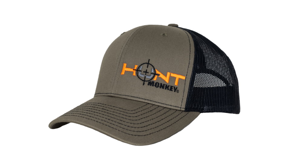 Fish Monkey Hunt Left Panel Embroidery Hat, Loden/Black, One size, HM801-LDBK