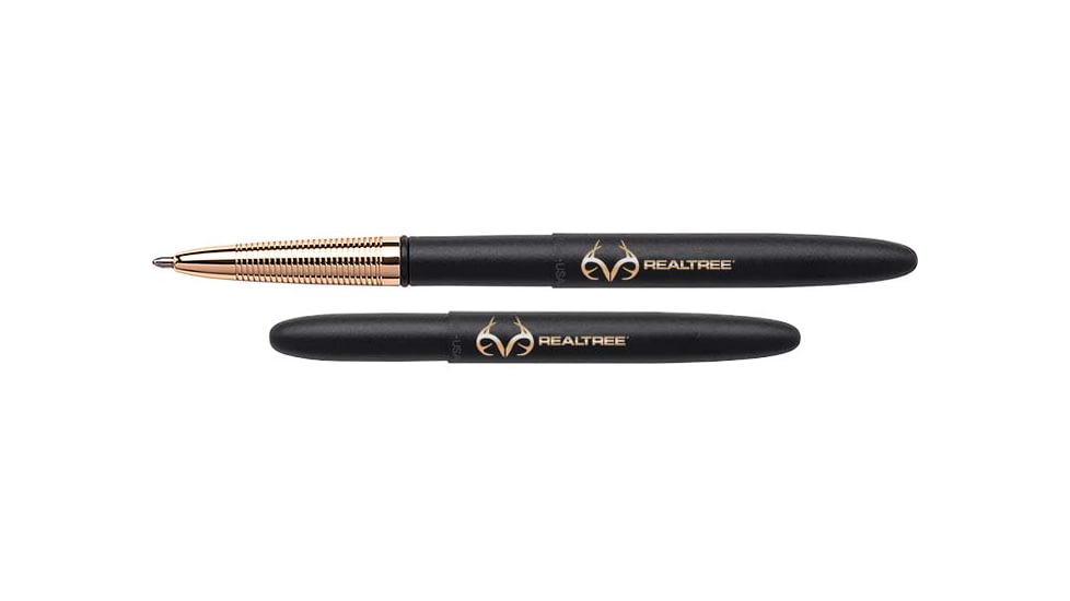 Fisher Space Pen Bullet Space Pen w/ RealTree Logo, Matte Black/Gold, 400BGFG-RT