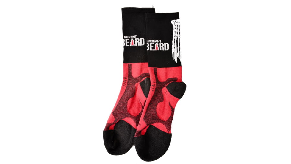 Flagrant Beard 5 in Crew Socks, Red / Black, Small, 3001-0