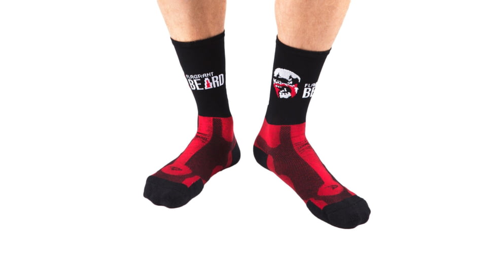 Flagrant Beard 5 in Crew Socks, Red / Black, Small, 3001-0