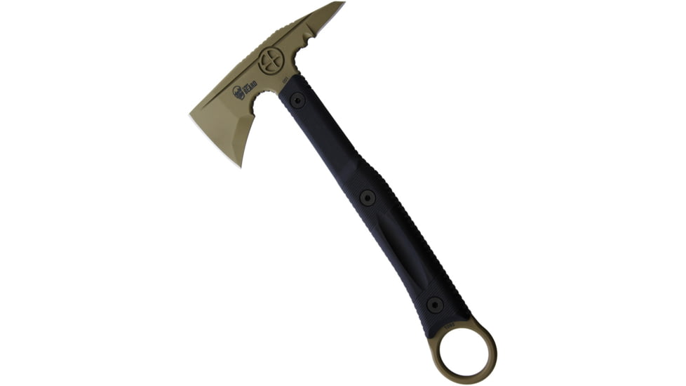 Flagrant Beard Templar Axe Coyote Tan, 6.5 coyote brown Cerakote finish 1095HC steel axe, Black sculpted G10 handle, FTEMP06