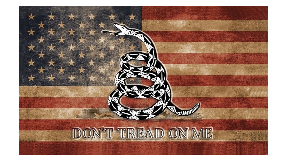 Flags USA Vintage Gadsden Flag, 3' X 5', Usa Vintage Flag With Gadsden Artwork, Two Metal Grommets, Polyester Construction, R7284