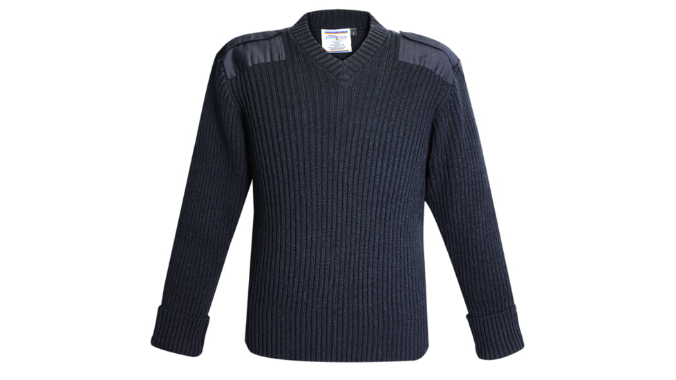 Flying Cross Command Acrylic Wool Rib Knit V-Neck Sweater - Men's, Large, Black, 70010LARGENA