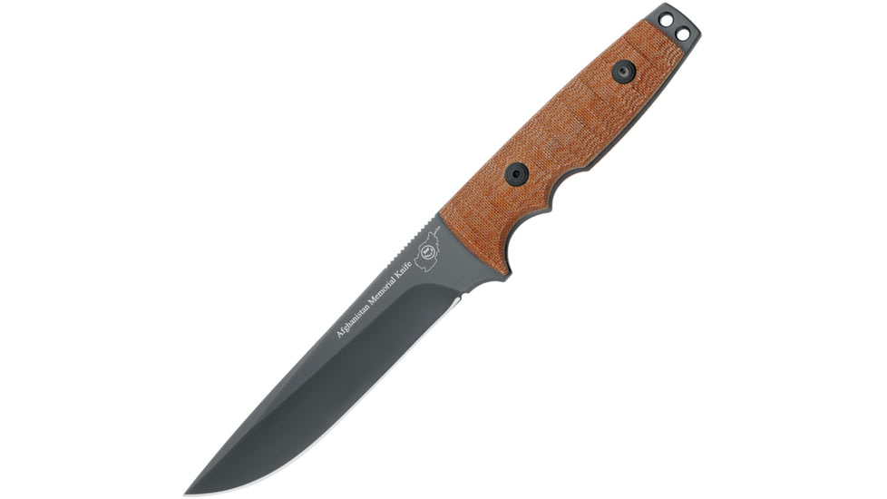 Fox Afghanistan Memorial Knife, 6 gray DLC coated Bohler N690 stainless blade, Tan micarta handle, 02FXAMK279