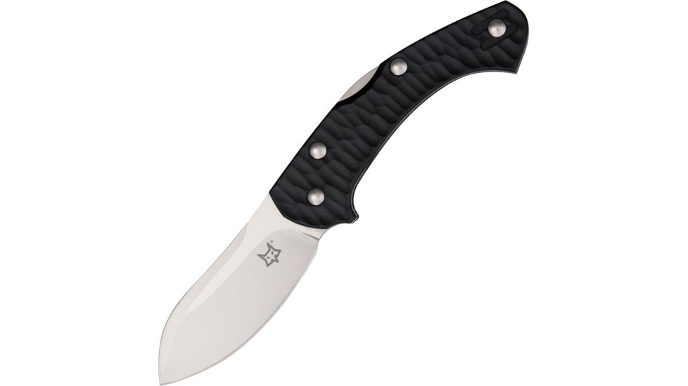 Fox Anso Zero Black Folding Knife,3.875in closed,N690Co Cobalt Vanadium Stainless Blade,Textured Black Frn Handle FOX305