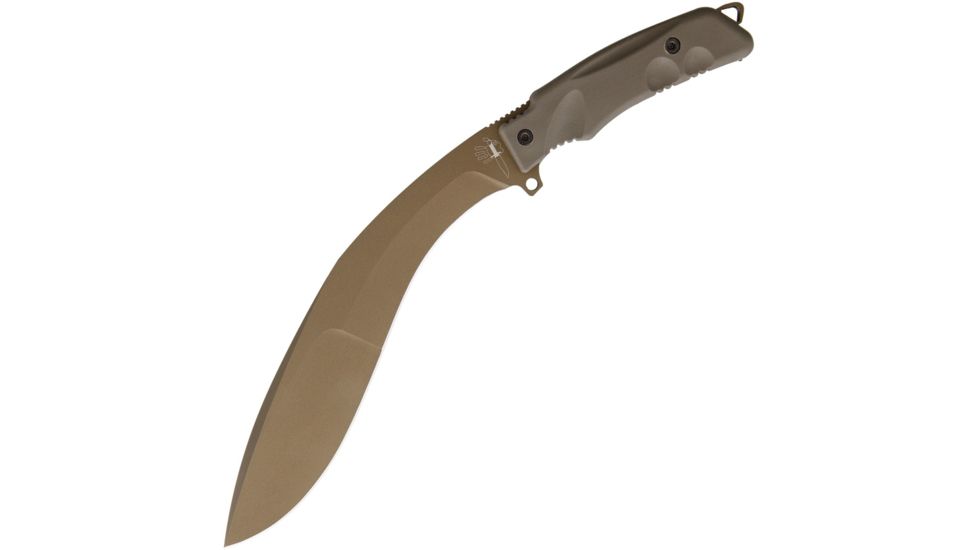 Fox Exteme Tactical Kukri Bronze Fixed Blade Knife, 9.5in, Standard Edge, Tan Rubber Handle FOX9CM04BT