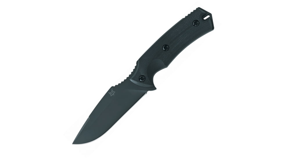 Fox Felin Fixed Blade Knife, 9in Overall, 4in Bohler N690 SS Blade, Black G10 Handle, Black Kydex Molle Compatible Belt Sheath, Black, 02FX696